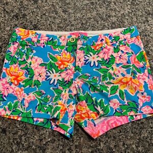 Lilly Pulitzer Blue Floral High Waist Shorts